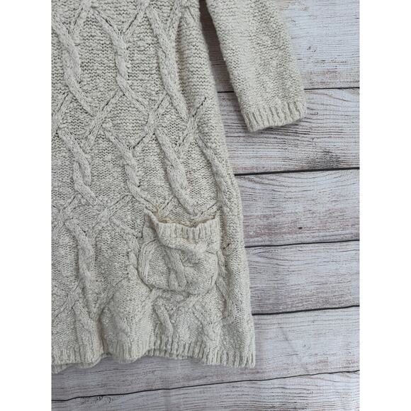 Sleeping on Snow Cable Knit Turtleneck Tunic Sweater Dress Womens M Cream Ivory - Picture 5 of 10